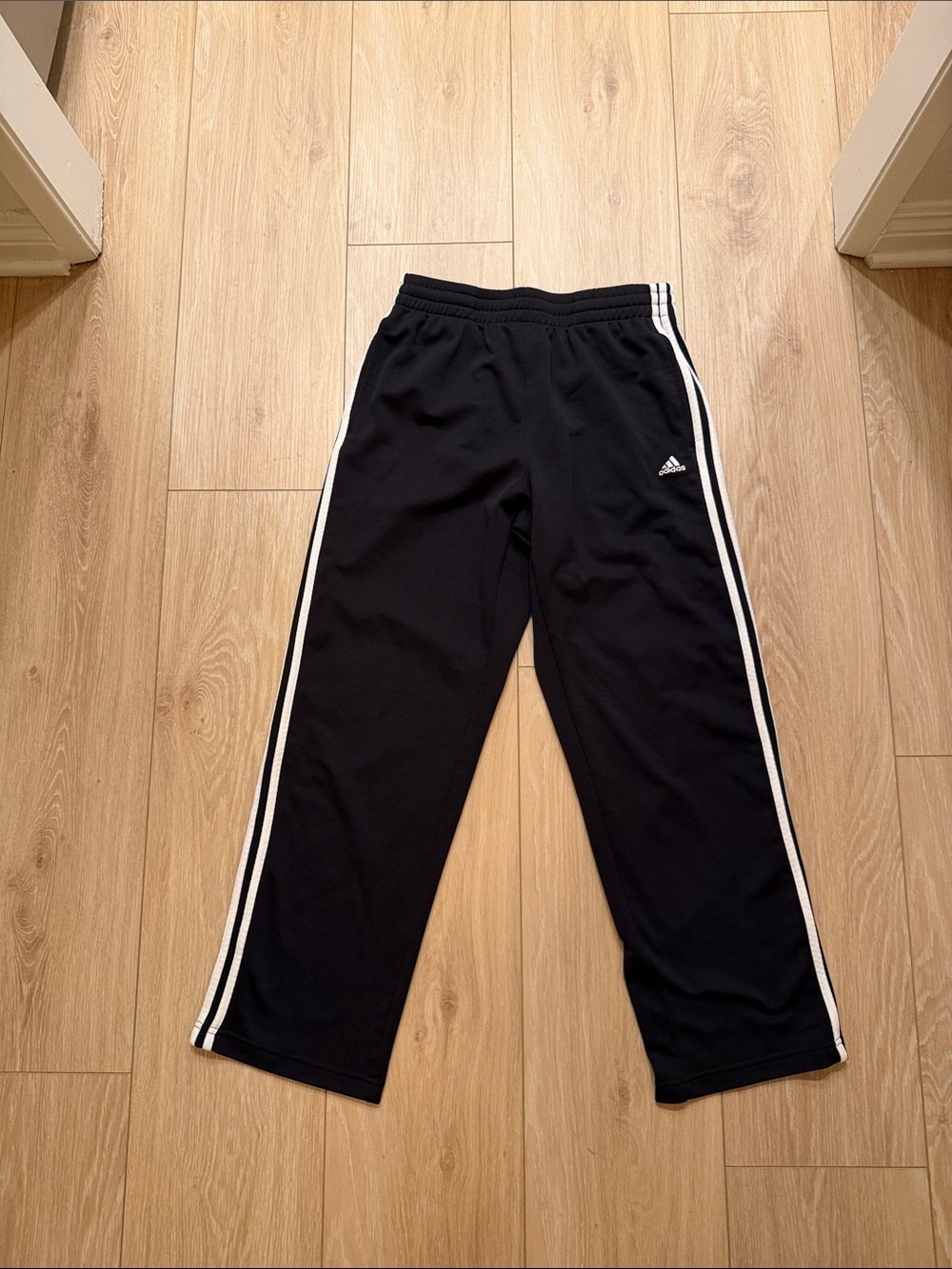 adidas Black Joggers with White Side Stripes -